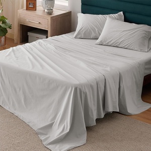 Bedsure 100% Cotton Percale Sheets Twin Size, Twin Sheets Set with Deep Pocket Up to 16 Inches, Breathable & Crirsp Soft, Bedsheet & Pillowcase Sets, 3 Pieces, Grey(01 – Silver Grey)