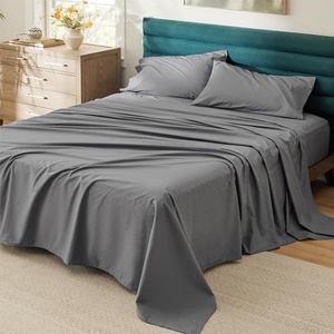 Bedsure 100% Cotton Percale Sheets Twin Size, Twin Sheets Set with Deep Pocket Up to 16 Inches, Breathable & Crirsp Soft, Bedsheet & Pillowcase Sets, 3 Pieces, Grey(02 – Dark Grey)