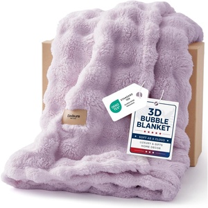 Bedsure 3D Cloud Bubble Fleece Twin Blanket for Bed, Burnt Orange, 60″×80″(06 Light Purple)