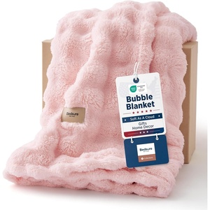Bedsure 3D Cloud Bubble Fleece Twin Blanket for Bed, Burnt Orange, 60″×80″(Pink)