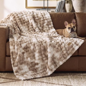 Bedsure 3D Cloud Bubble Fleece Twin Blanket for Bed, Burnt Orange, 60″×80″(Tie-dye Beige)