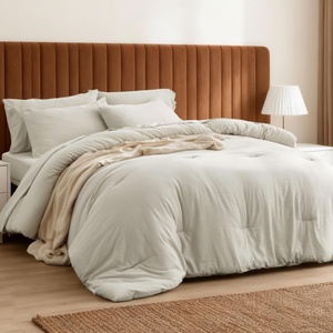 Bedsure Dark Green King Comforter Set, Soft Bed in a Bag 7 Pieces, Alternative Bedding for All Seasons, Breathable Marshmallow Prewashed Bed Set with Comforters, Sheets, Pillowcases & Shams(Beige)