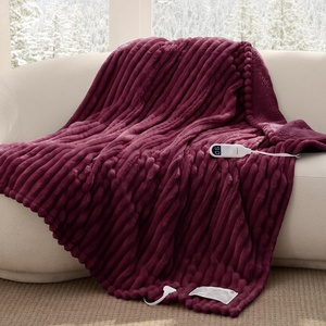 Bedsure Fluffy Bubble Faux Fur Heated Electric Blanket Twin, Coconut White(11 – Burgundy)