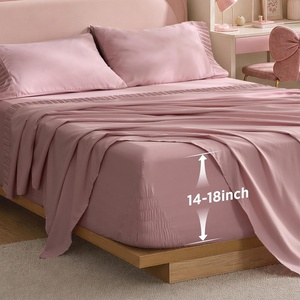 Bedsure Non-Slip Deep Pocket King Sheet Set, Stay Put Fits 14-18″ Mattress(Pink)