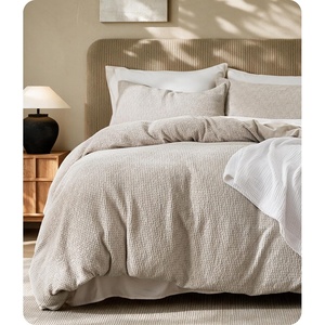 Bedsure PureWoven Space-Dyed Cotton Waffle Duvet Cover Set, Queen, White(01 – Linen (No Comforter))