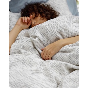 Bedsure PureWoven Space-Dyed Cotton Waffle Duvet Cover Set, Queen, White(02 – White (No Comforter))