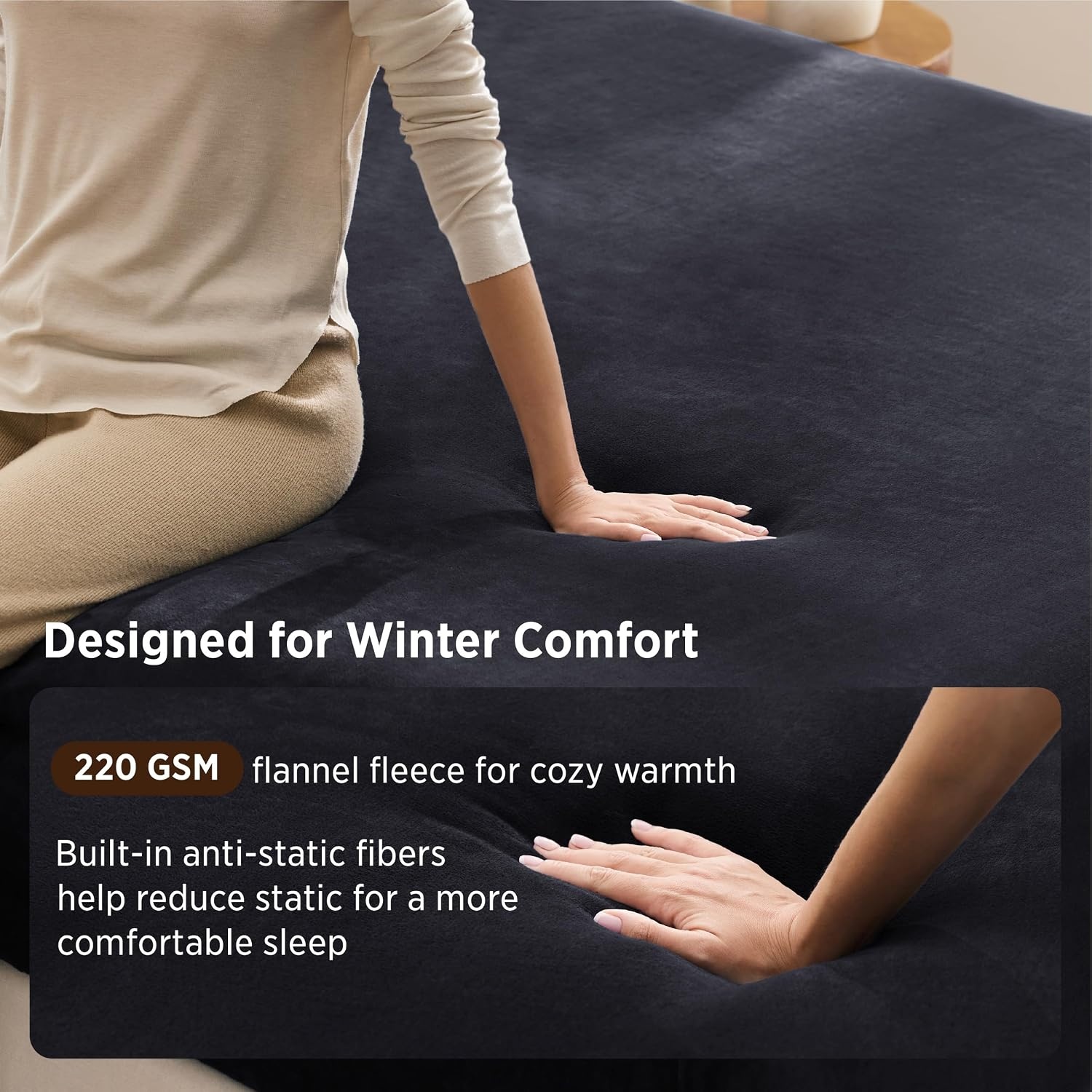image:imageBedsure Mattress Pad Bundle Flannel Fitted Sheet Only Quilted Fitted Mattress Topper Protector with 821 Inches Deep Pocket Noiseless Breathable Bed Cover Padded Velvet Bottom Sheet King Black