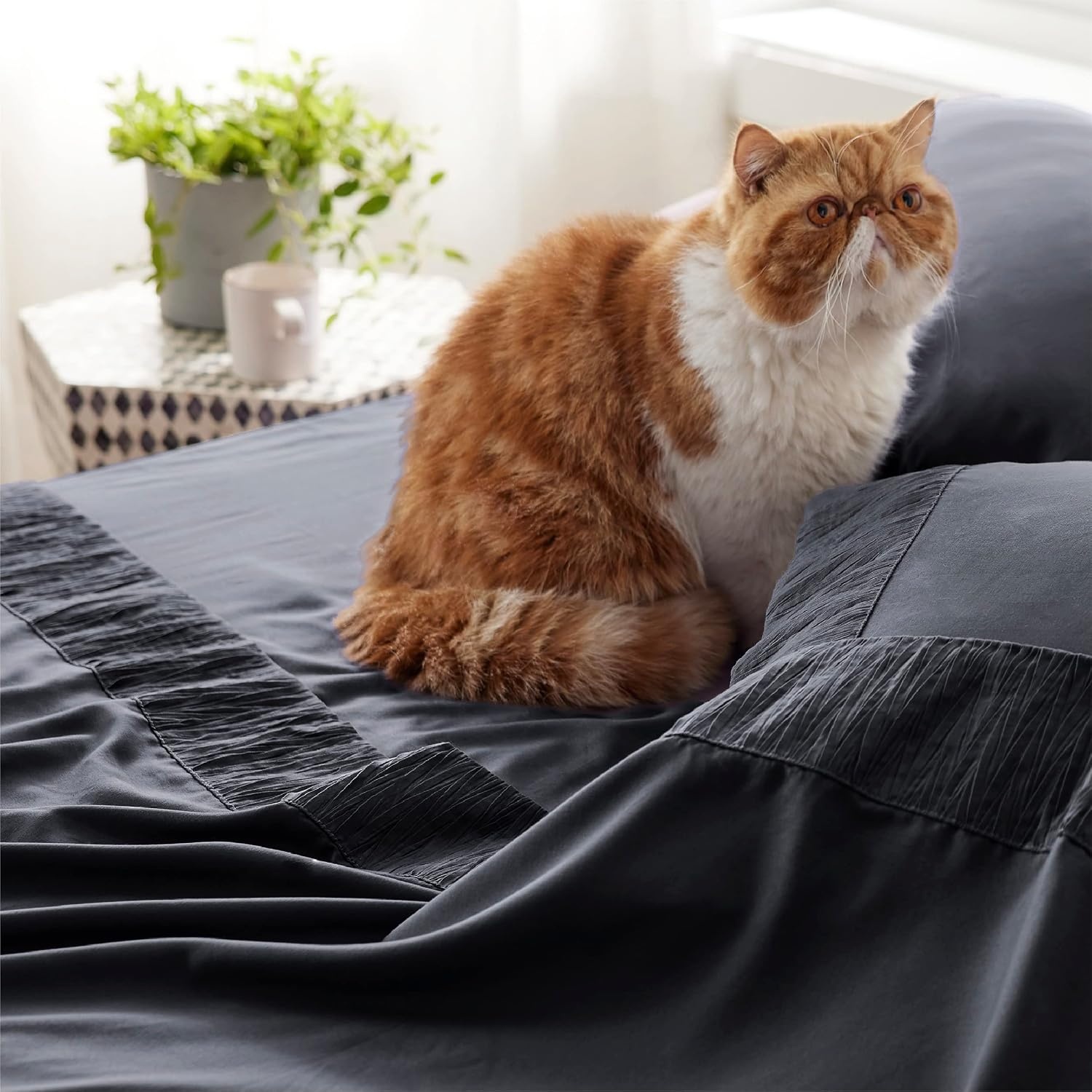 image:imageBedsure Queen Size Mattress Pad Bundle Queen Sheet Set Grey