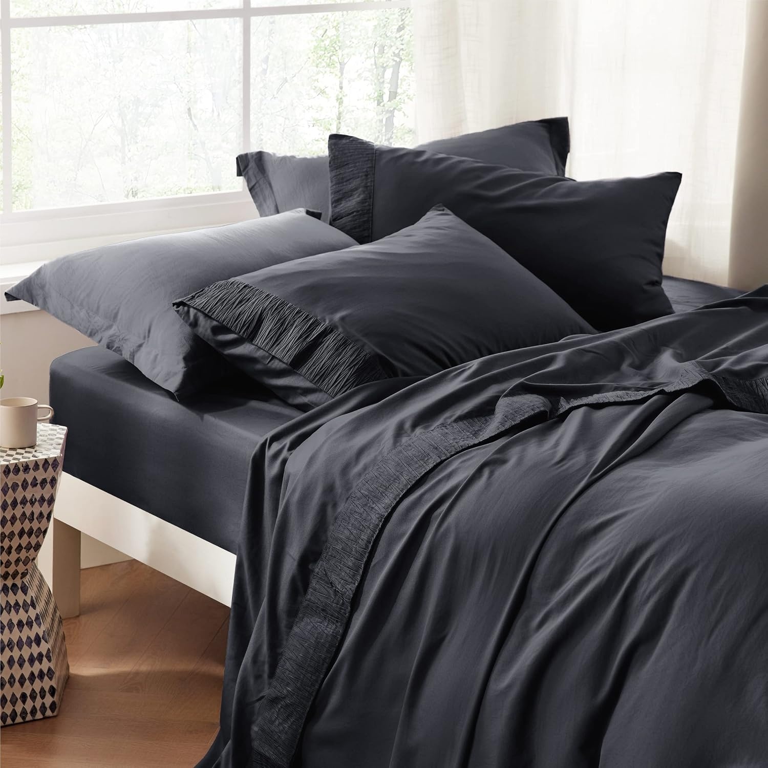 image:imageBedsure Queen Size Mattress Pad Bundle Queen Sheet Set Grey