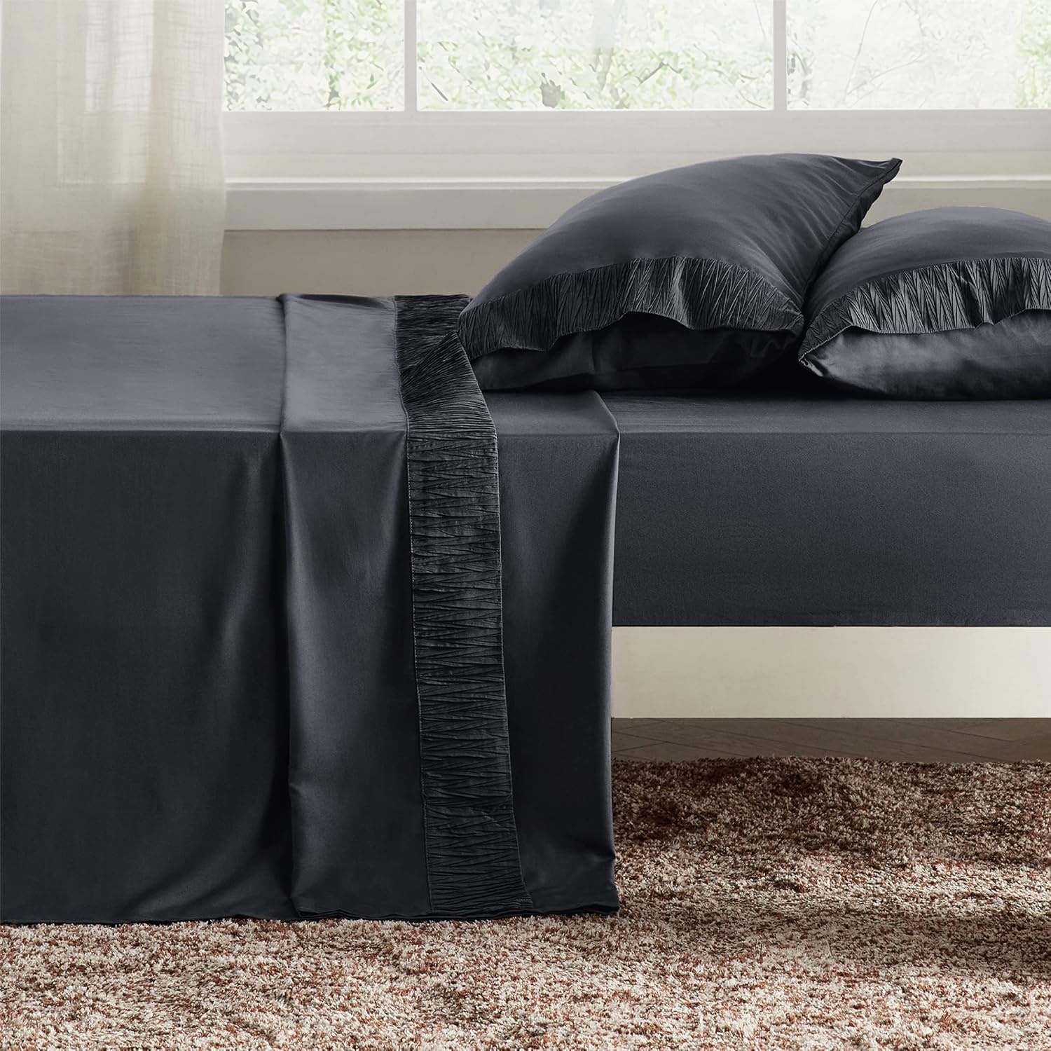 image:imageBedsure Queen Size Mattress Pad Bundle Queen Sheet Set Grey