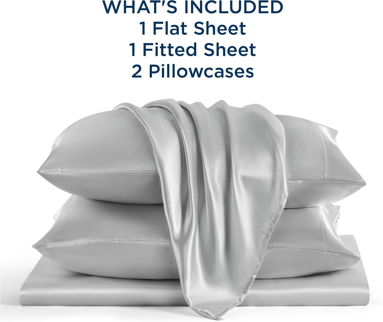 image:imageBedsure Satin Sheets Grey Full Bundle Mattress Pad