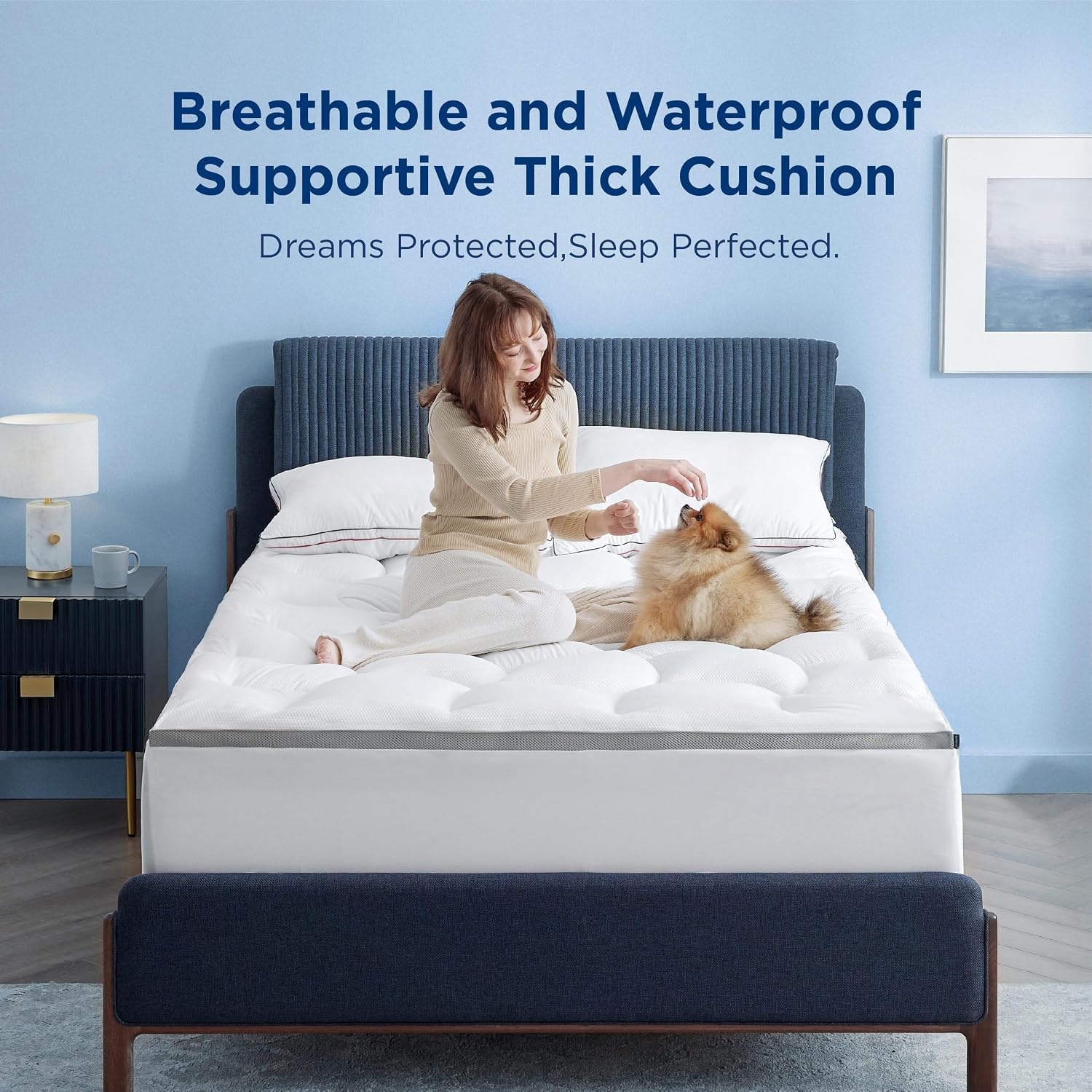 image:imageBedsure Satin Sheets Grey Full Bundle Mattress Topper 800GSM