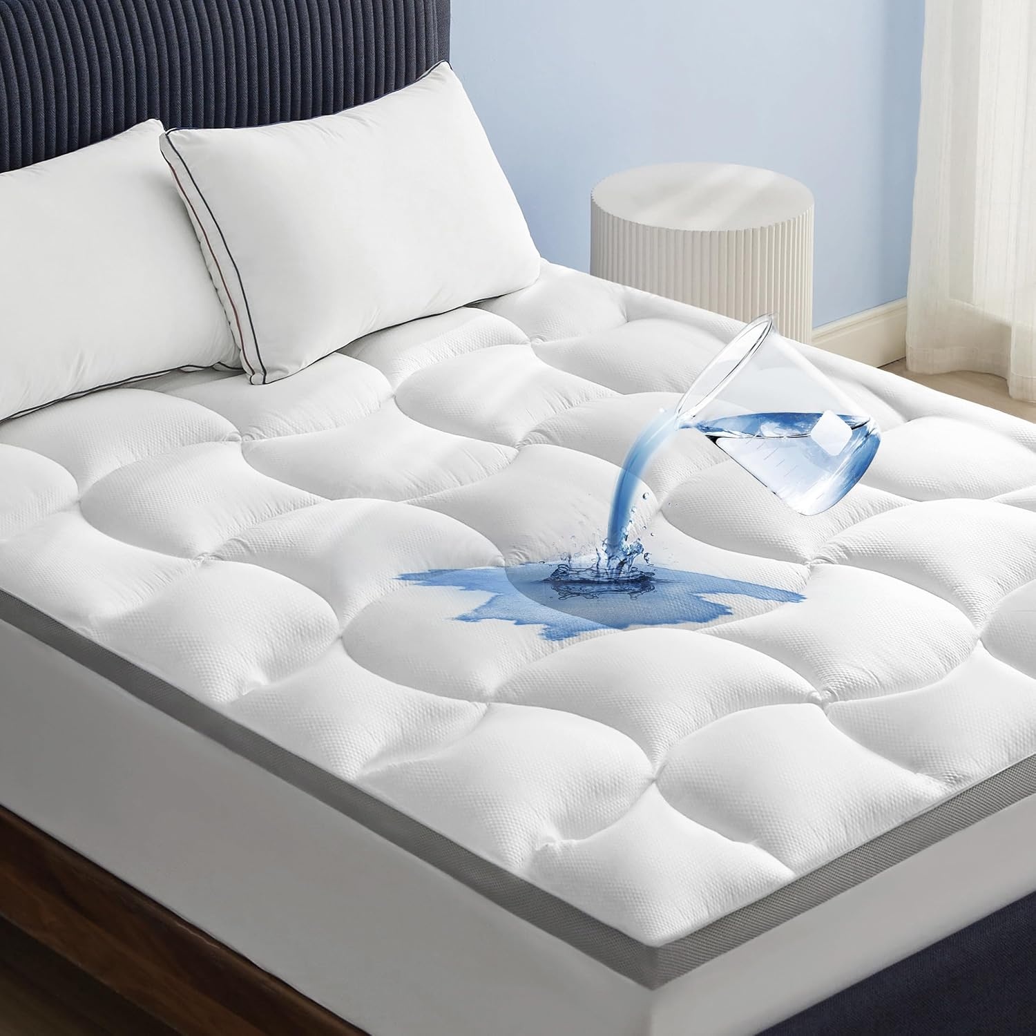 image:imageBedsure Satin Sheets Grey Full Bundle Mattress Topper 800GSM