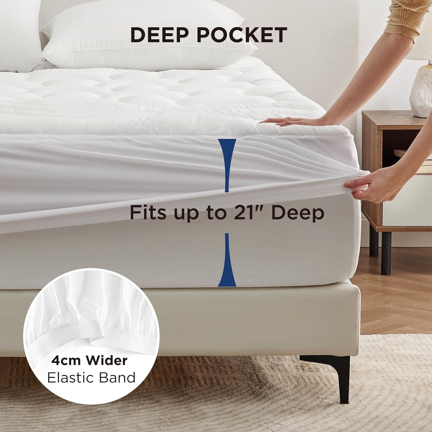 image:imageBedsure Waterproof Full Mattress Protector Deep Pocket Full Sheets Set White Light Gray