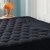 Bedsure Mattress Pad Bundle Flannel Fitted Sheet Only, Quilted Fitted Mattress Topper Protector with 8-21 Inches Deep Pocket, Noiseless Breathable Bed Cover Padded, Velvet Bottom Sheet, King, Black