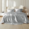 Bedsure Satin Sheets Grey Full Bundle Mattress Pad