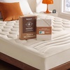 Bedsure Mattress Pad Bundle Flannel Fitted Sheet Only, Quilted Fitted Mattress Topper Protector with Deep Pocket, Noiseless Breathable Bed Cover Padded, Velvet Bottom Sheet, Queen, Beige & Oat Milk