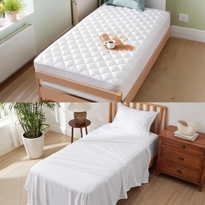 Bedsure Waterproof Twin Mattress Protector + Deep Pocket Twin Sheets Set (White + White)