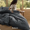Bedsure PureWoven 100% Washed Cotton Duvet Cover Set, Twin Size, 2-PC(37 – Slub Charcoal (No Comforter))