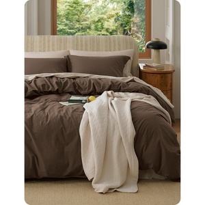 Bedsure PureWoven 100% Washed Cotton Duvet Cover Set, Twin Size, 2-PC(07 – Brown (No Comforter))