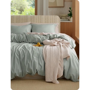 Bedsure PureWoven 100% Washed Cotton Duvet Cover Set, Twin Size, 2-PC(09 – Sage Green (No Comforter))