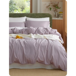 Bedsure PureWoven 100% Washed Cotton Duvet Cover Set, Twin Size, 2-PC(16 – Lavender (No Comforter))