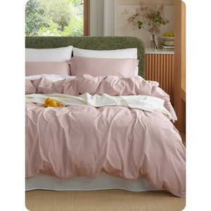 Bedsure PureWoven 100% Washed Cotton Duvet Cover Set, Twin Size, 2-PC(17 – Petal Pink (No Comforter))