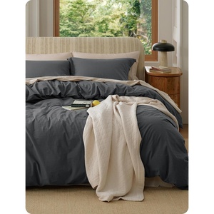 Bedsure PureWoven 100% Washed Cotton Duvet Cover Set, Twin Size, 2-PC(20 – Charcoal (No Comforter))