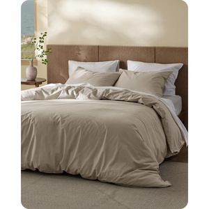 Bedsure PureWoven 100% Washed Cotton Duvet Cover Set, Twin Size, 2-PC(35 – Slub Tannish Linen Grey (No Comforter))