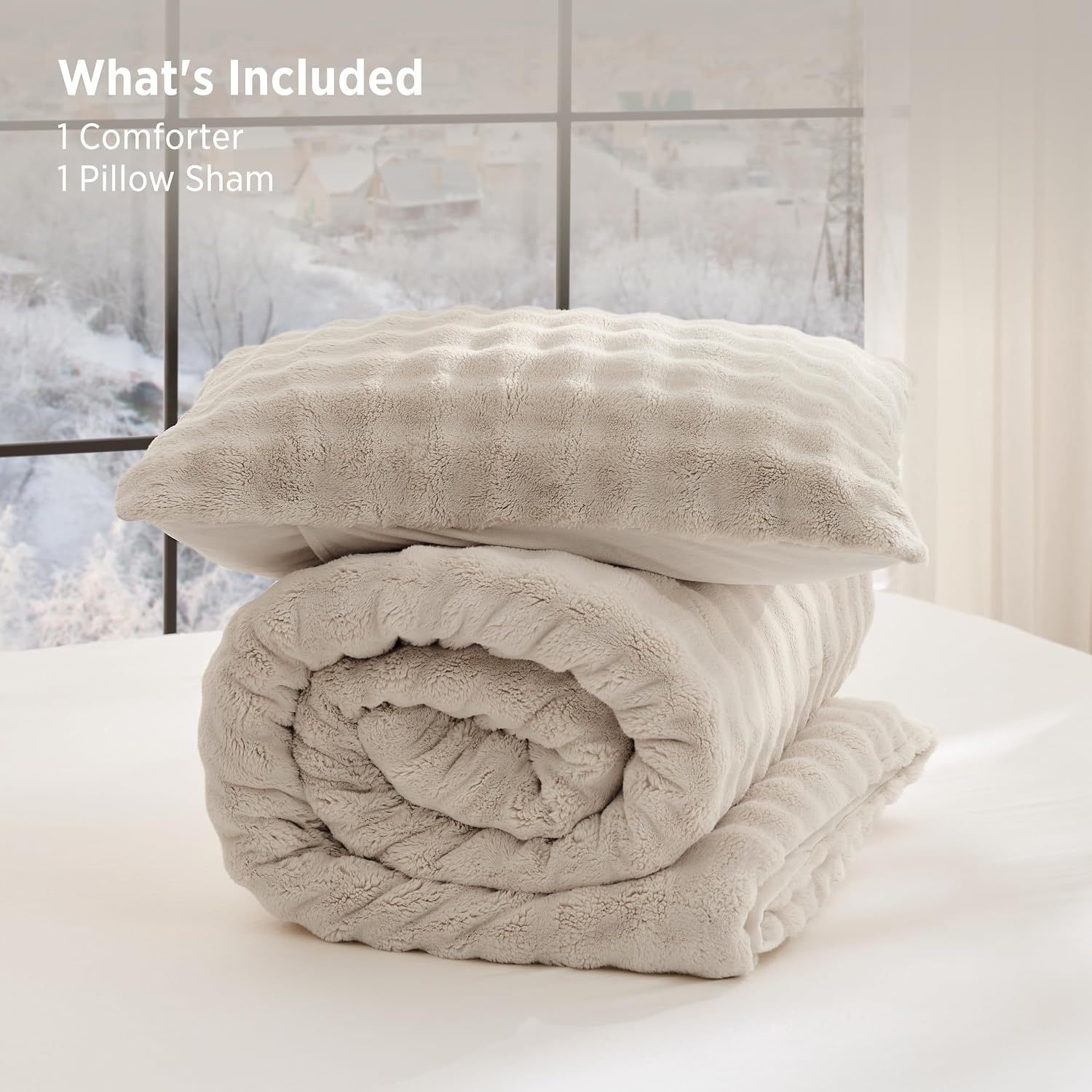 image:imageBedsure 3D Cloud Bubble Comforter Set Fluffy Comforter King Beige 3 Pcs01 Beige