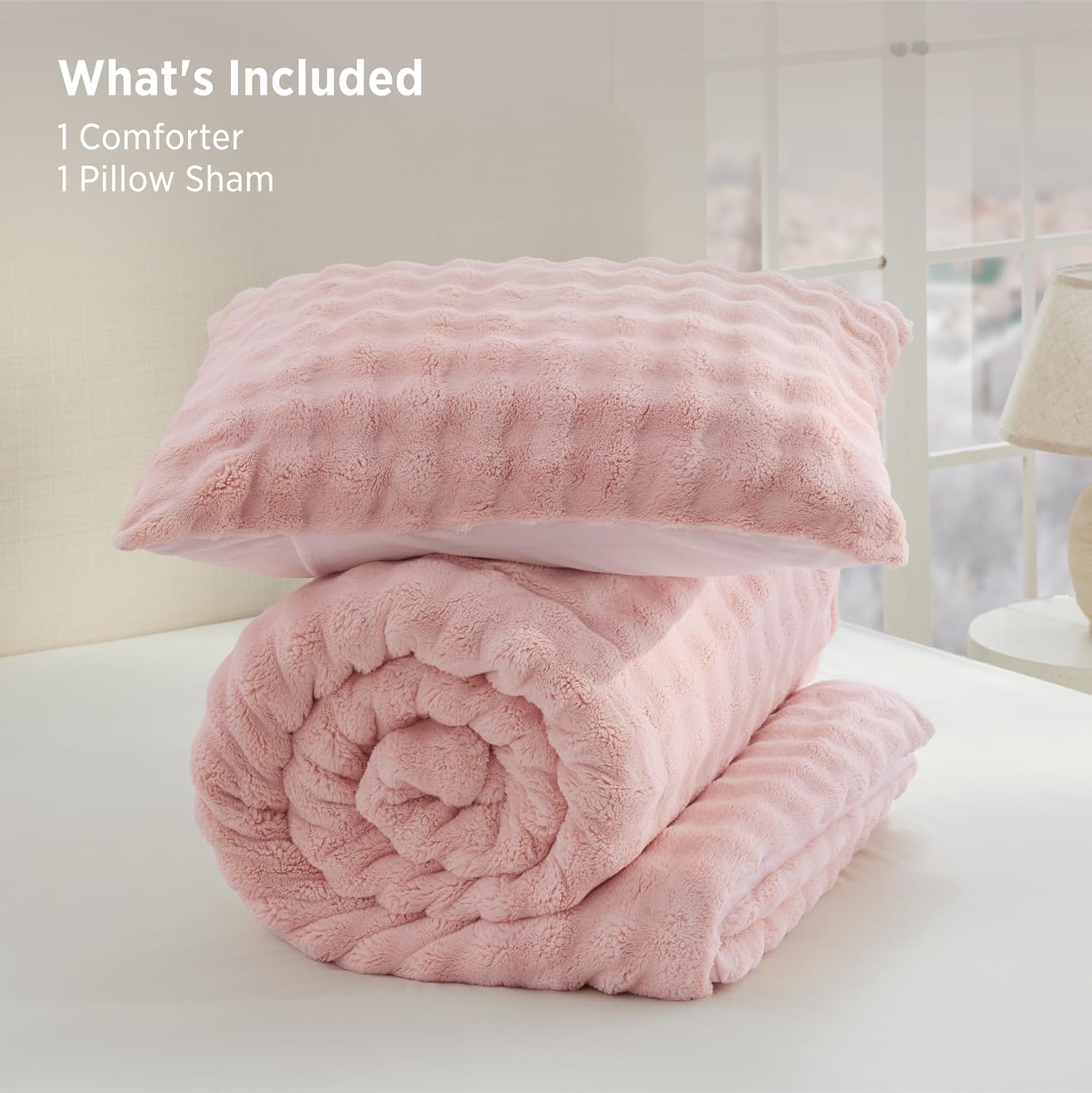 image:imageBedsure 3D Cloud Bubble Comforter Set Fluffy Comforter King Beige 3 Pcs02 Pink