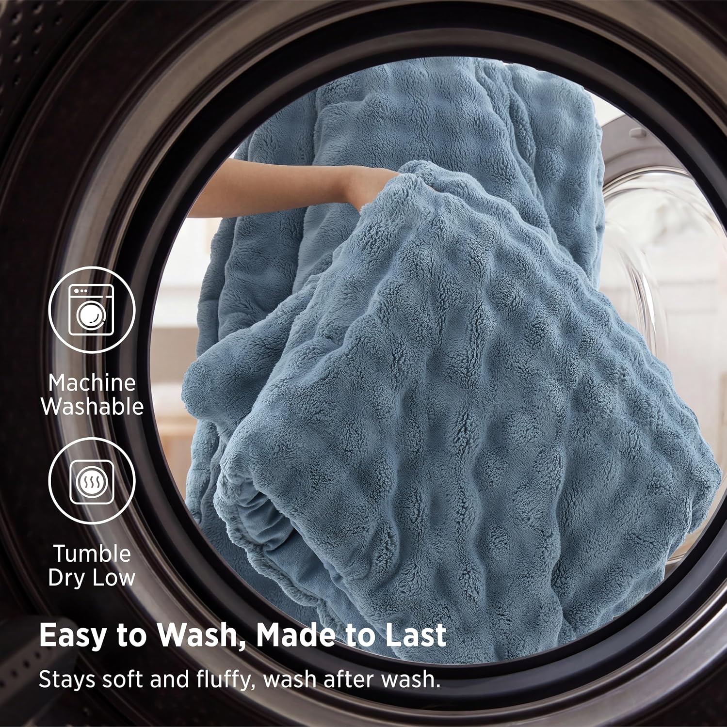 image:imageBedsure 3D Cloud Bubble Comforter Set Fluffy Comforter King Beige 3 Pcs04 Slate Blue