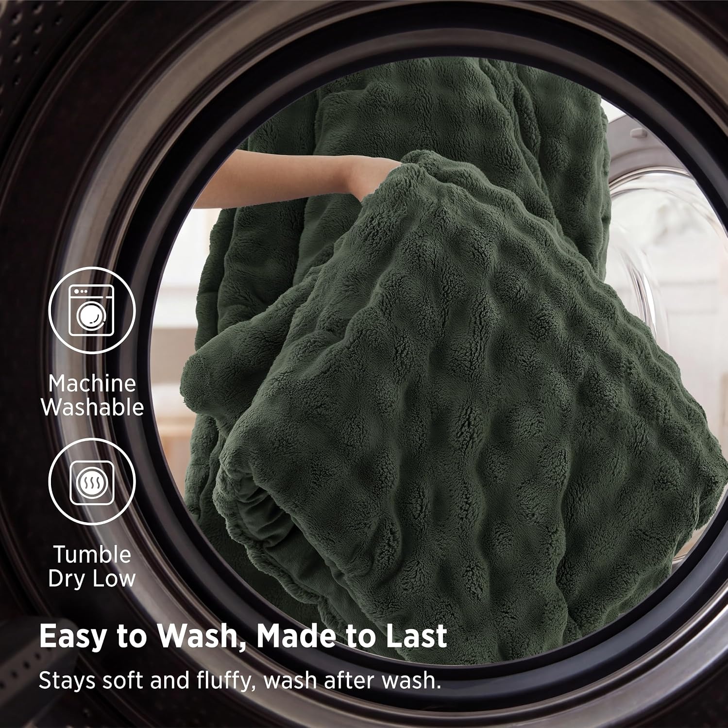 image:imageBedsure 3D Cloud Bubble Comforter Set Fluffy Comforter King Beige 3 Pcs05 Dark Green