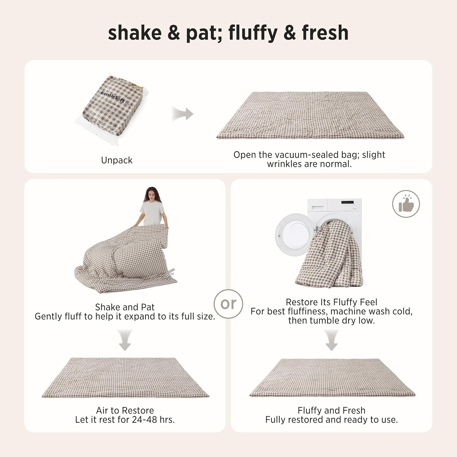 image:imageBedsure Blue Gingham Comforter Set Queen Size Soft Fall Bedding 3 pcs01 Brown Gingham