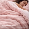 Bedsure 3D Cloud Bubble Comforter Set Fluffy Comforter King Beige 3 Pcs(02 – Pink)