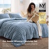 Bedsure 3D Cloud Bubble Comforter Set Fluffy Comforter King Beige 3 Pcs(04 – Slate Blue)