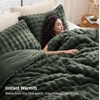 Bedsure 3D Cloud Bubble Comforter Set Fluffy Comforter King Beige 3 Pcs(05 – Dark Green)