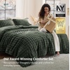 Bedsure 3D Cloud Bubble Comforter Set Fluffy Comforter King Beige 3 Pcs(05 – Dark Green)