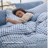 Bedsure Blue Gingham Comforter Set Queen Size, Soft Fall Bedding 3 pcs(02 – Blue Gingham)