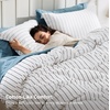 Bedsure Blue Gingham Comforter Set Queen Size, Soft Fall Bedding 3 pcs(03 – Black White Stripes)