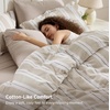 Bedsure Blue Gingham Comforter Set Queen Size, Soft Fall Bedding 3 pcs(04 – Beige Stripes)