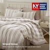 Bedsure Blue Gingham Comforter Set Queen Size, Soft Fall Bedding 3 pcs(04 – Beige Stripes)