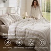 Bedsure Blue Gingham Comforter Set Queen Size, Soft Fall Bedding 3 pcs(04 – Beige Stripes)