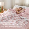 Bedsure Queen Comforter Set with Checkered Throw Blanket for Couch – 4 Pieces, 1 Pink Comforter Queen Size, 2 Pillow Shams, 1 Checkered Blanket, Super Soft, Lightweight & Fluffy for Bed & Sofa(Pink)