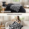 Bedsure Queen Comforter Set with Checkered Throw Blanket for Couch – 4 Pieces, 1 Pink Comforter Queen Size, 2 Pillow Shams, 1 Checkered Blanket, Super Soft, Lightweight & Fluffy for Bed & Sofa(Black)