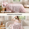 Bedsure Queen Comforter Set with Checkered Throw Blanket for Couch – 4 Pieces, 1 Pink Comforter Queen Size, 2 Pillow Shams, 1 Checkered Blanket, Super Soft, Lightweight & Fluffy for Bed & Sofa(Pink)
