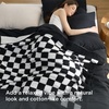 Bedsure Queen Comforter Set with Checkered Throw Blanket for Couch – 4 Pieces, 1 Pink Comforter Queen Size, 2 Pillow Shams, 1 Checkered Blanket, Super Soft, Lightweight & Fluffy for Bed & Sofa(Black)