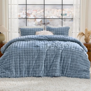 Bedsure 3D Cloud Bubble Comforter Set Fluffy Comforter King Beige 3 Pcs(04 – Slate Blue)