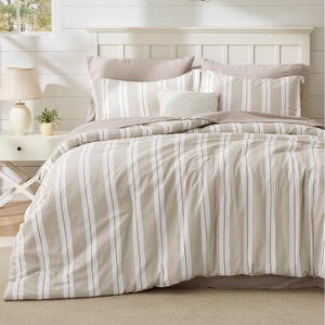 Bedsure Blue Gingham Comforter Set Queen Size, Soft Fall Bedding 3 pcs(04 – Beige Stripes)