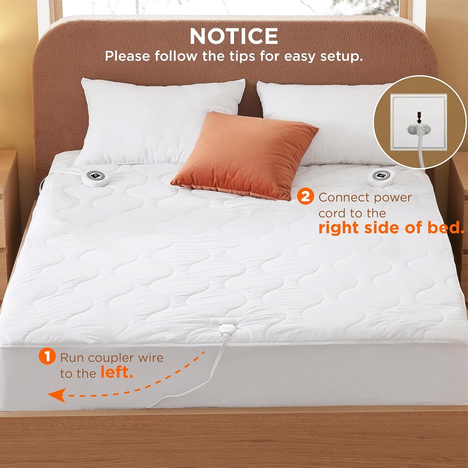 image:imageBedsure Waterproof Heated Mattress Pad Queen Cotton Top Electric Bed WarmerQueen
